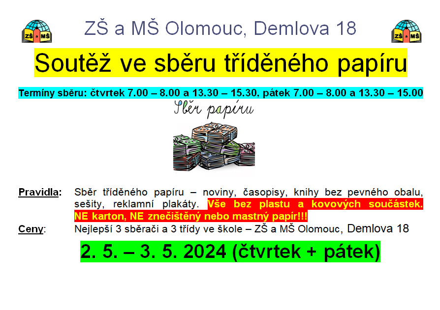 sběr papíru jaro 2024